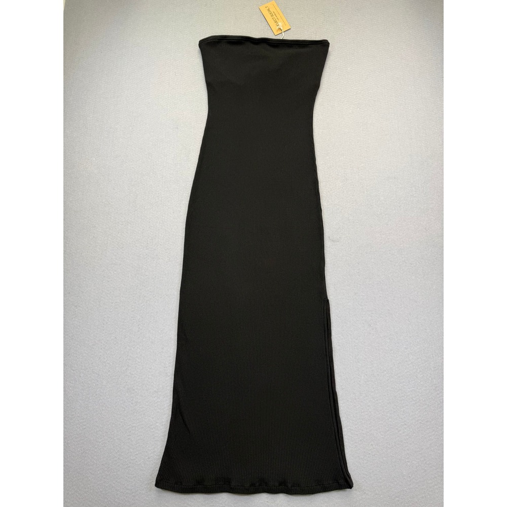 Project Social T Allora Rib Strapless Dress Black Medium NWT Made in USA Slit